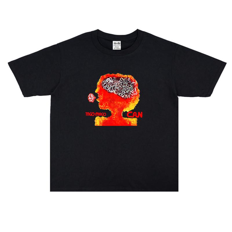 2025 European and American Rock Can Can Band Combination Album Personality Design Printed T-shirt Short Sleeve Pure Cotton