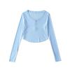 Trendy Women's High Waist Crop Top with Thin Long Sleeves - Summer Sunscreen Top