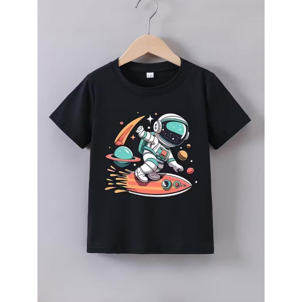 Boys Kids Clothes Stylish Cartoon Space Astronaut Graphic T Shirts Boys Girls Summer Short Sleeve Outdoor Clothes for Children