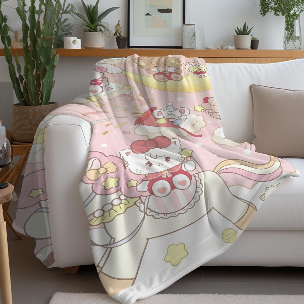 Kawaii Mikko Cartoon Blanket Warm Soft Suitable For Bedroom Sofa Bed Living Room Office Travel Camping Gifts