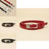 Simple Solid Color Silver Buckle Decoration Women Slim Waist Belt For Work And Fashion Outfits