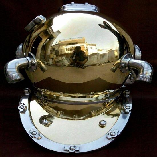 Diving Helmet Shiny Finish US Navy Marine Deep Sea Divers Helmet Scuba 18 Helmet