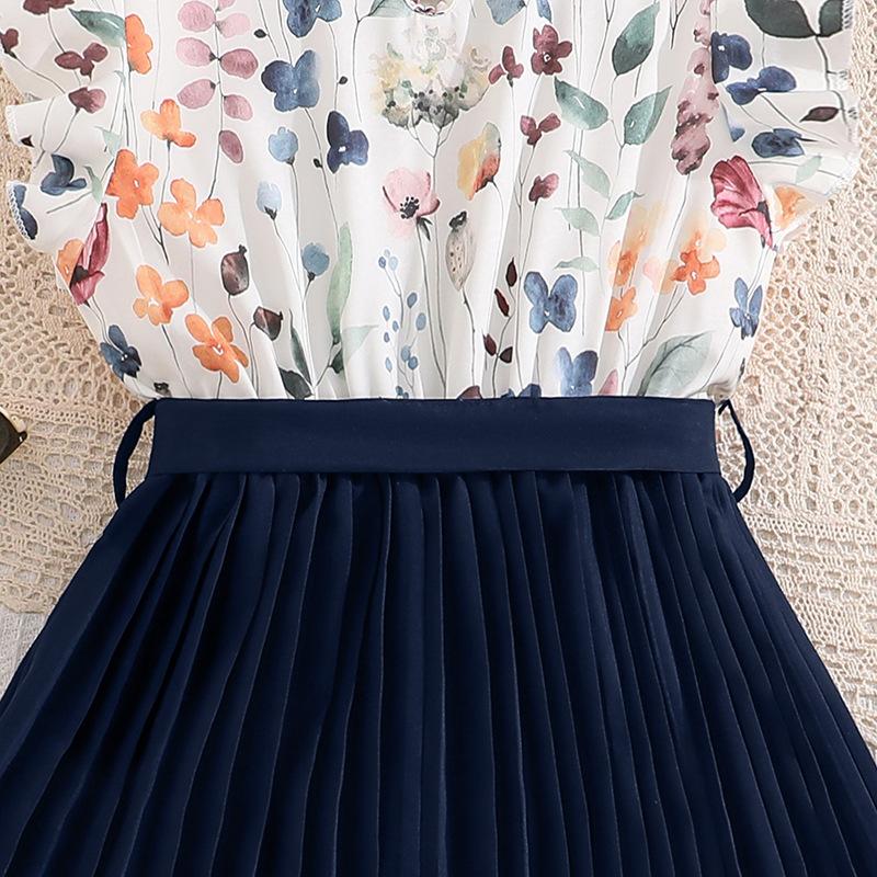 Mädchenkleid Kinderkleidung Frühling und Sommer Neuer Stil Ärmel Mädchen 8-12J Prinzessinnenkleid