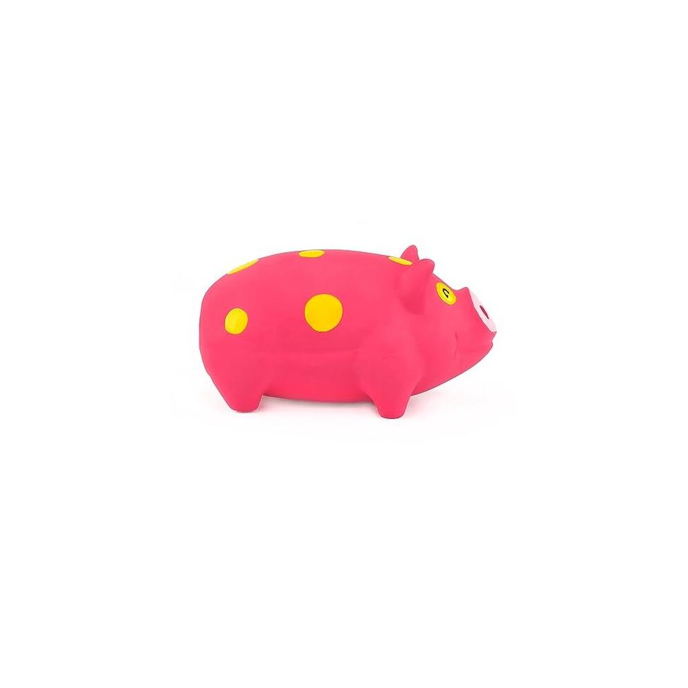 2 Pack 6 Inch Grunting Latex Rubber Dog Toy Polka Dot Pig for Medium Dogs Squeeze Interactive Play Assorted Color