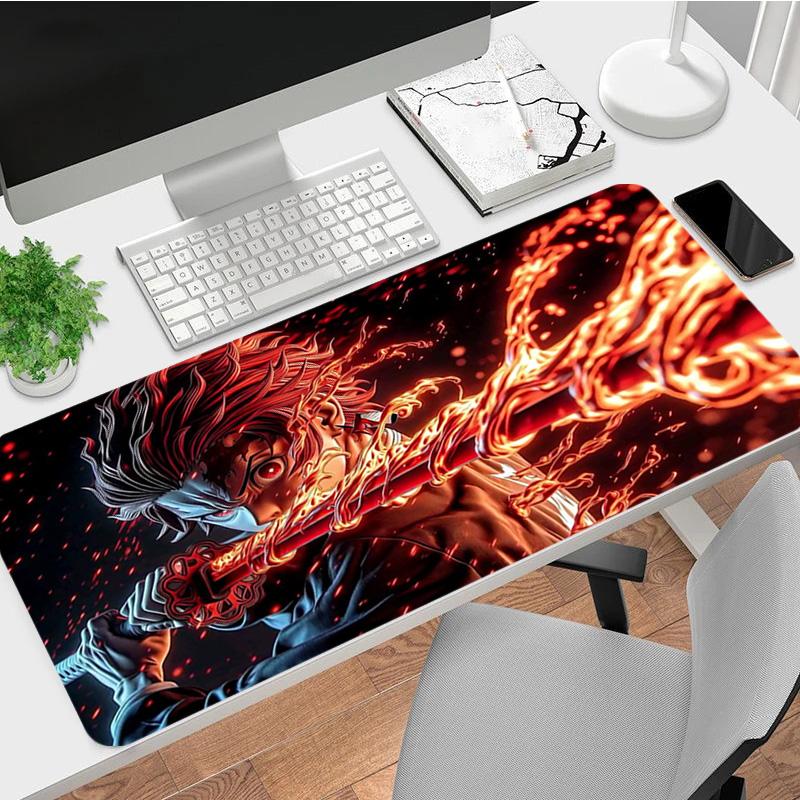 Demon Slayer Xl Gaming Mouse Pad Nonslip Rubber Base Stitched Edge Waterproof Desk Mat For Pc Laptop Gamer Office Computer Accessories C92915