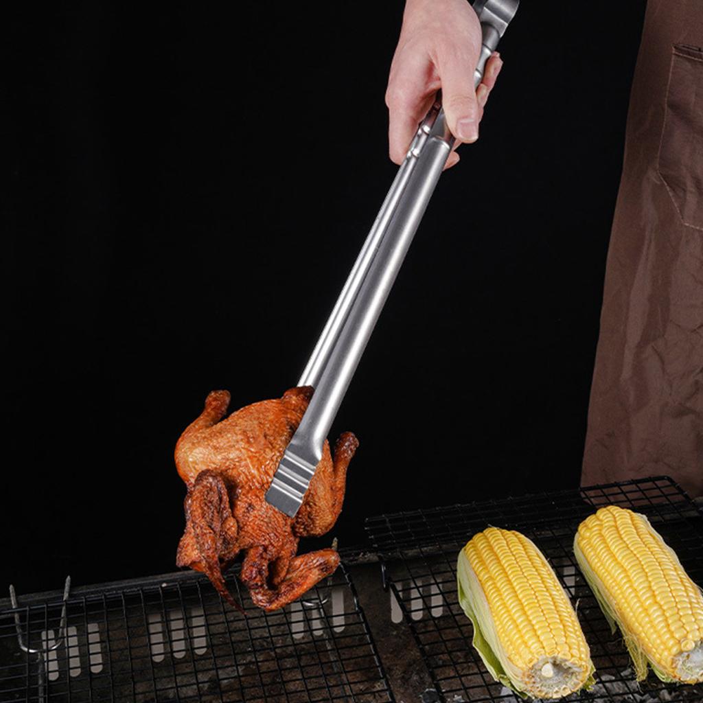 Heavy-Duty Stainless Steel BBQ Grilling Tongs 16 Inch Long. Heat Resistant. Non-Slip Grip. Dishwasher Safe