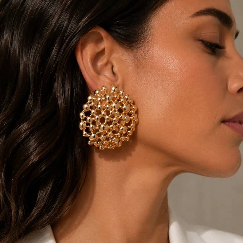 SHIXIN Vintage 1 Paar Geometrische Uitgesneden Ronde Stud Oorbellen Dames Mode Goudkleurig Piercing Oor Dagelijkse Sieraden Accessoire