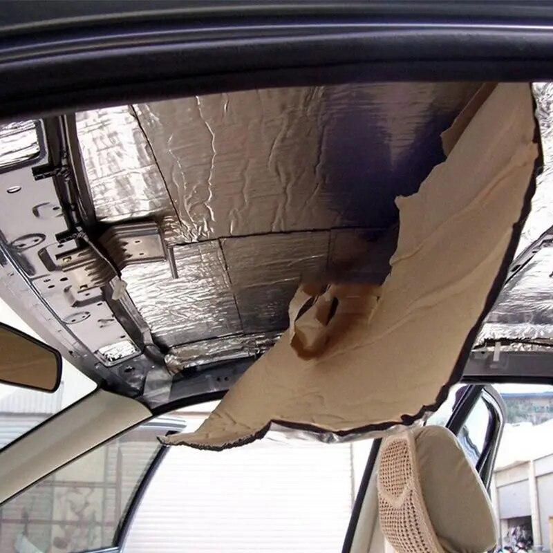 Car Sound Deadener Mat Noise Bonnet Insulation Deadening for Hood Engine Sticker Aluminum fiber, Sound-absorbing cotton