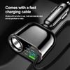 66W Car Charger with LED Display, 4-Port Fast Charging Adapter with PD30W & Type-C for iPhone Android Devices