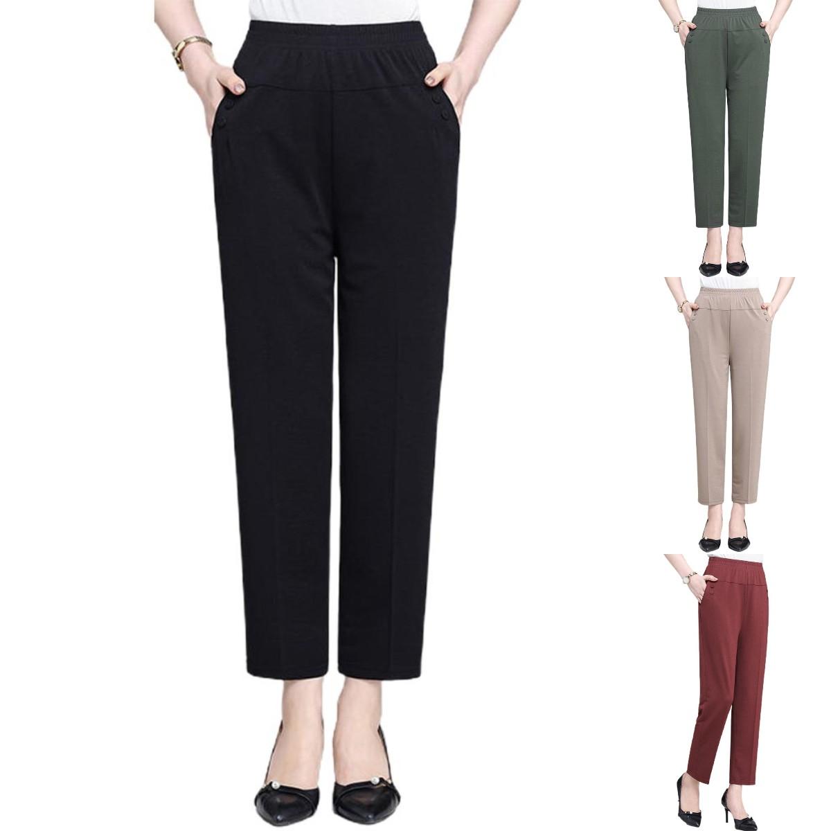 

Женский однотонный рабочий деловой костюм с прямыми штанинами, брюки, женские повседневные зауженные брюки с эластичной резинкой на талии