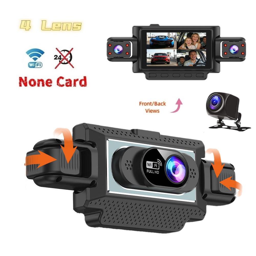 Dash Cam 360° a 4 Lenti per Auto - DVR Auto con App WiFi, Registratore Video a 4 Canali 1080P, Telecamera Abitacolo e Retromarcia
