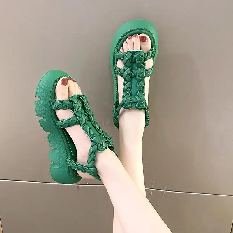 Fashion Sandals for Women Platform Braided Woman Shoes Luxury Summer Vintage 2025 Sandal Original Vip Low Price Footwear On Sale Daily