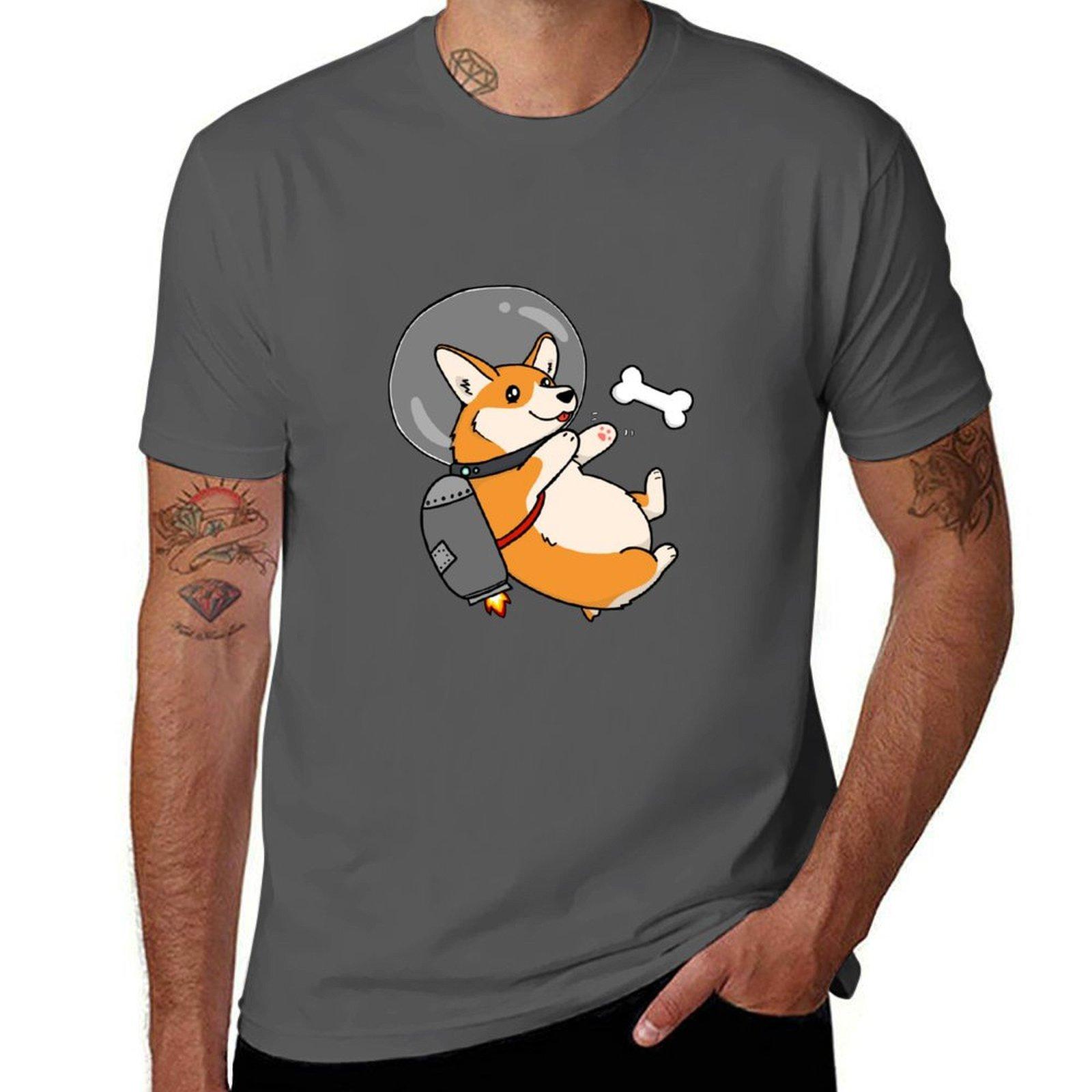 

chubby space jetpack corgi T-Shirt man t shirts for men casual funny t shirts dark humor T-Shirt 4XL