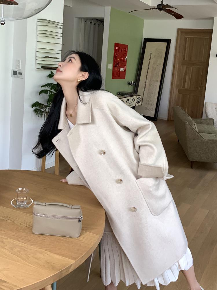 

Women s 2024 Wool Coat: High-End Autumn/Winter Loose Suit Collar Overcoat Large