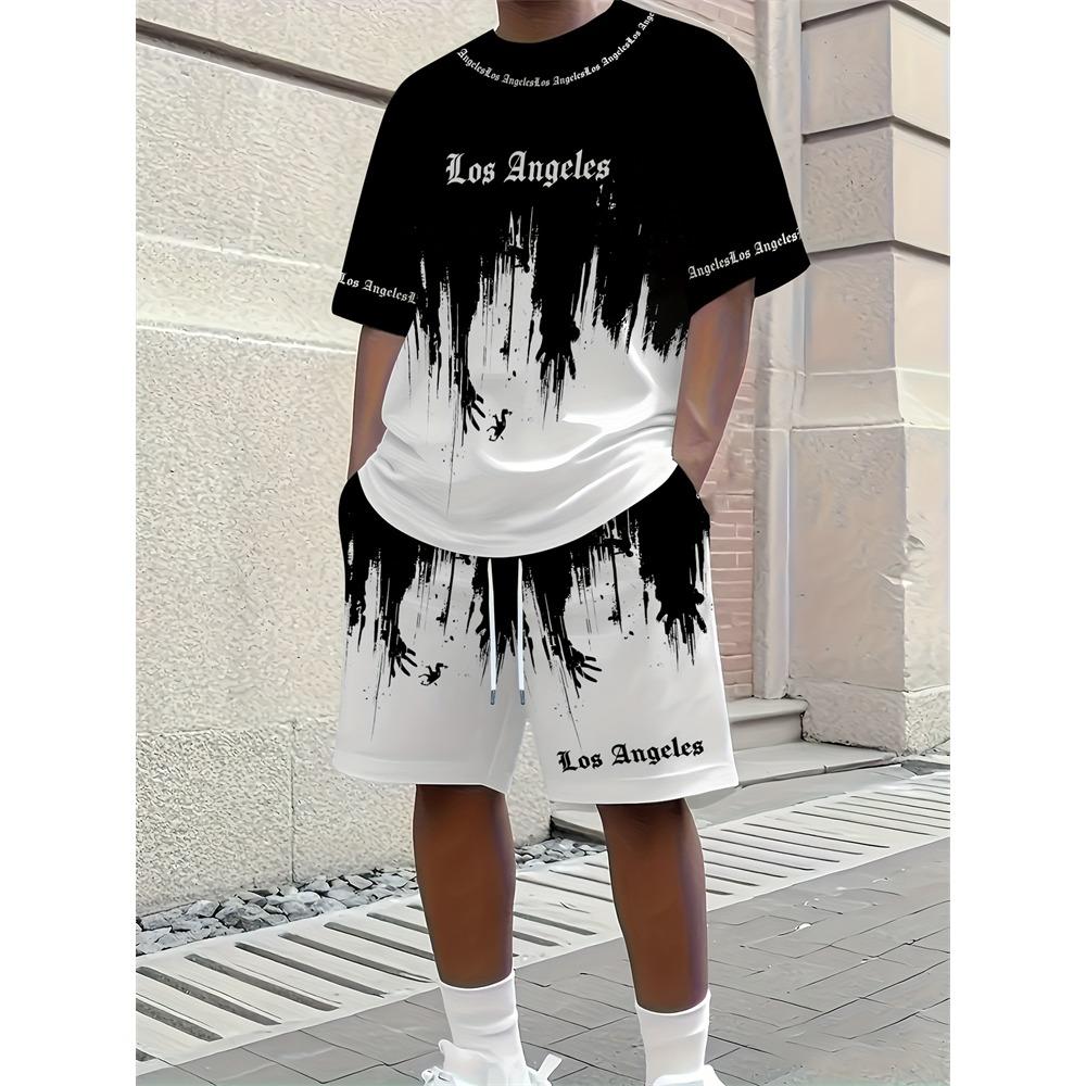 Summer New Peris 3D Printed Men's Casual Set, Urban Street Casual Men's Top And Casual Versatile Short Sleeve And Shorts Sets