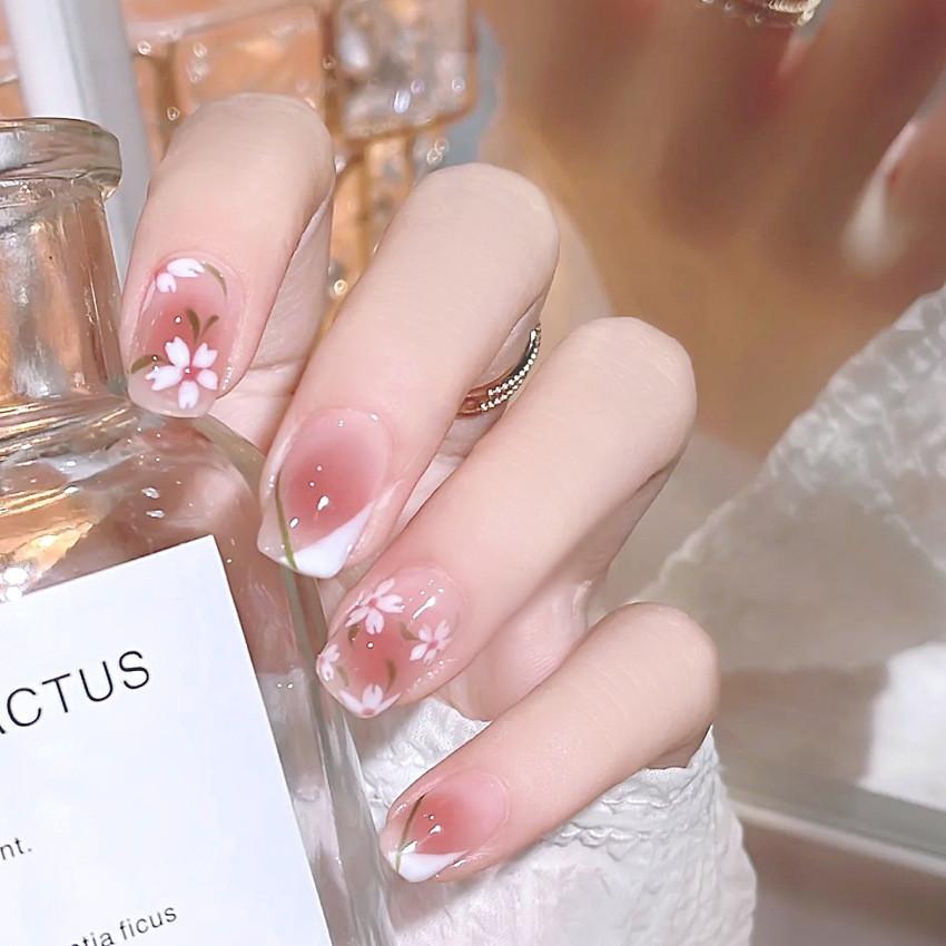 Cute White-bordered Floral Nail Stickers For Women A11