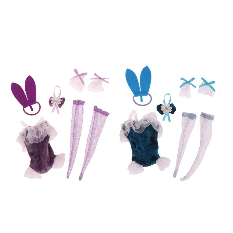 1Set Doll Clothes Short Sleeve Shorts Sexy Bunny Dress Stockings For 30Cm Doll