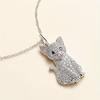 1pc Exquisite Cute And Fashionable Silvery Cat Pendant Necklace, Inlaid With Imitation Zircon Necklace For Girls, Holiday Birthday Party Gifts