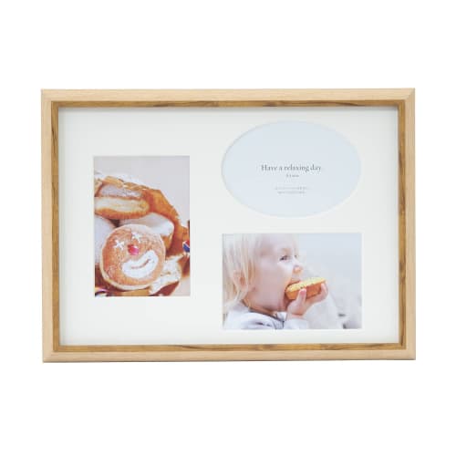 Fujicolor FUJICOLOR Photo Frame, Natural Color Frame, 2501A4, A4 Size, Brown, with 3-Sided Mat, 507052