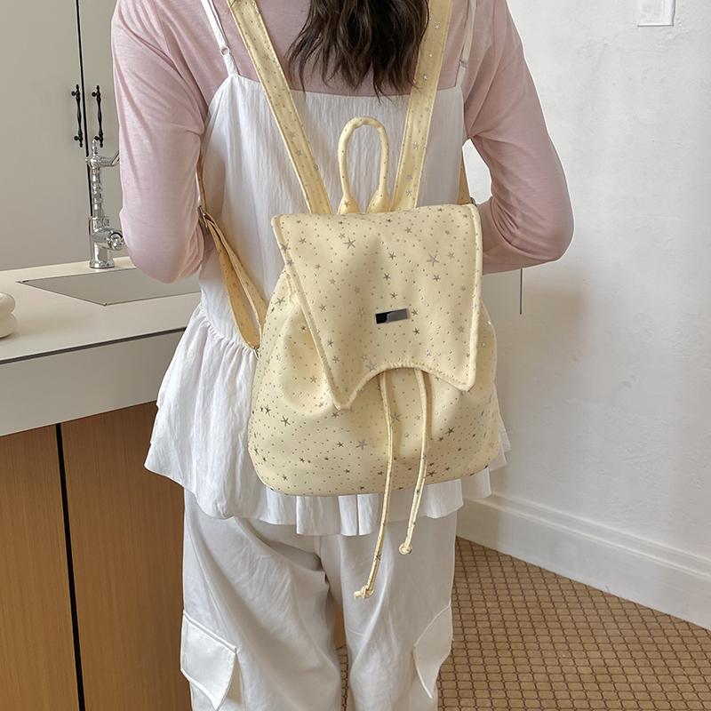 Korean Style Cute Star Rhineste Backpack – Women's Mini Drawstring Backpack for School, Travel & Daily