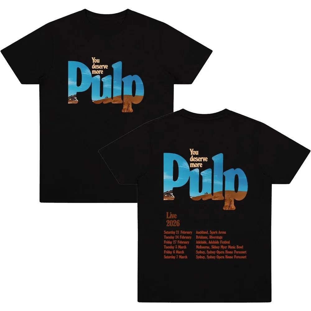 Pulp Band Live 2026 T-skjorter Rockeband Trykk T-skjorter Grunge Hip Hop Unisex Bomull Store Størrelser Streetwear Bomulls Topp Hip Hop T-skjorte