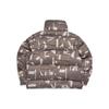 Li Ning Full Print Letter Embroidered Stand Collar Single Breasted Long Sleeve Down Jacket Unisex Outerwear Cashmere-Gray Clay-Brown AYMS169-2