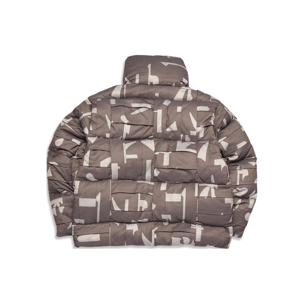 Li Ning Full Print Letter Embroidered Stand Collar Single Breasted Long Sleeve Down Jacket Unisex Outerwear Cashmere-Gray Clay-Brown AYMS169-2