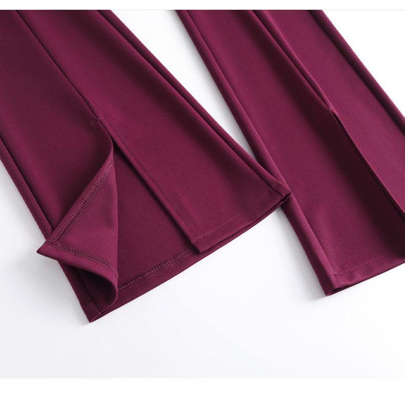 Women's High-Waisted Split Flare Suit Pants - Slimming, Casual, Versatile, Draping, Elastic Waist, Wide-Leg Design
