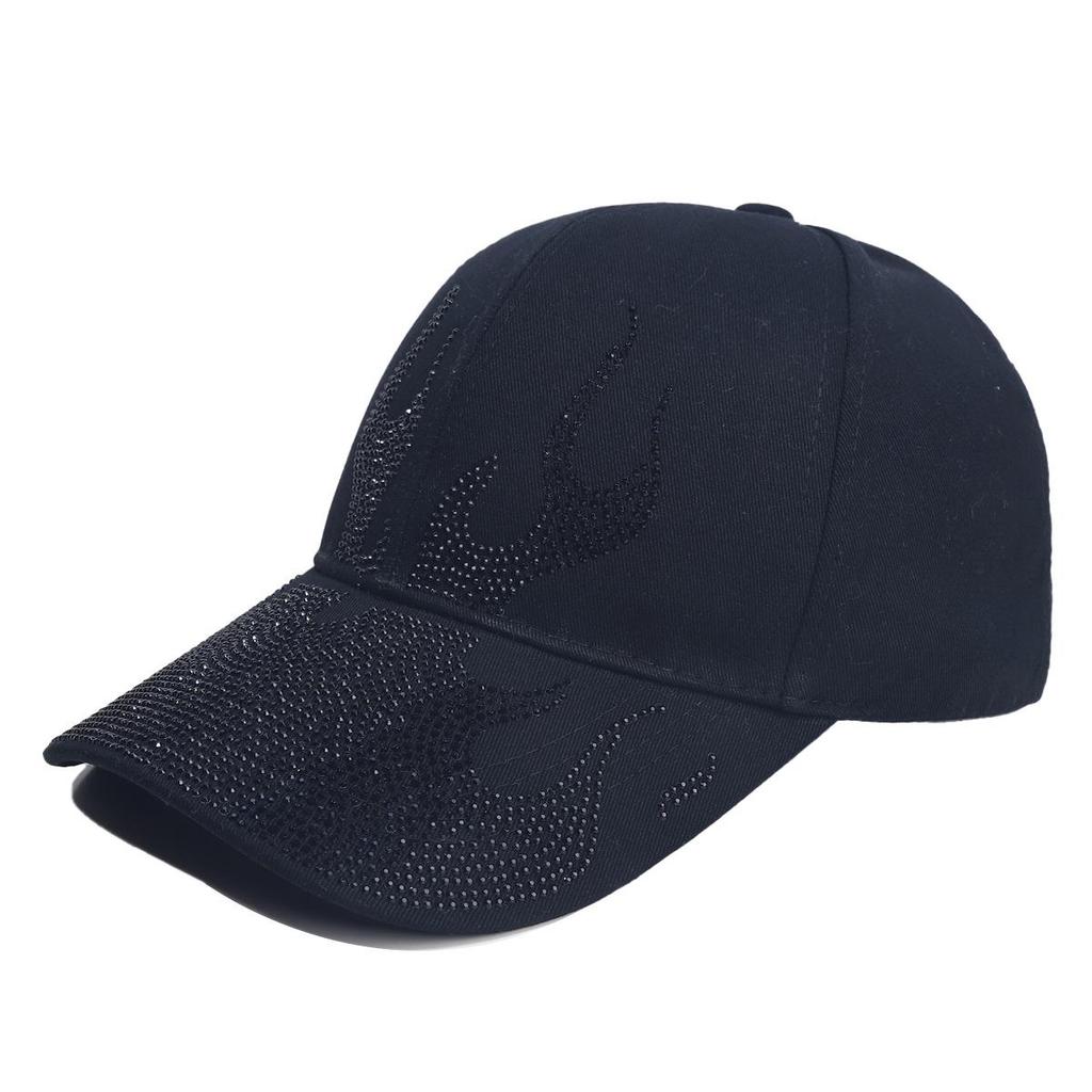 Flame Hot-Fix Rhinestone Denim Baseball Cap - Sun Protection Outdoor Fashion Hat