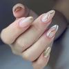 Gold Glitter Wave Line Press-On Nails, Medium-Short Almond Shape