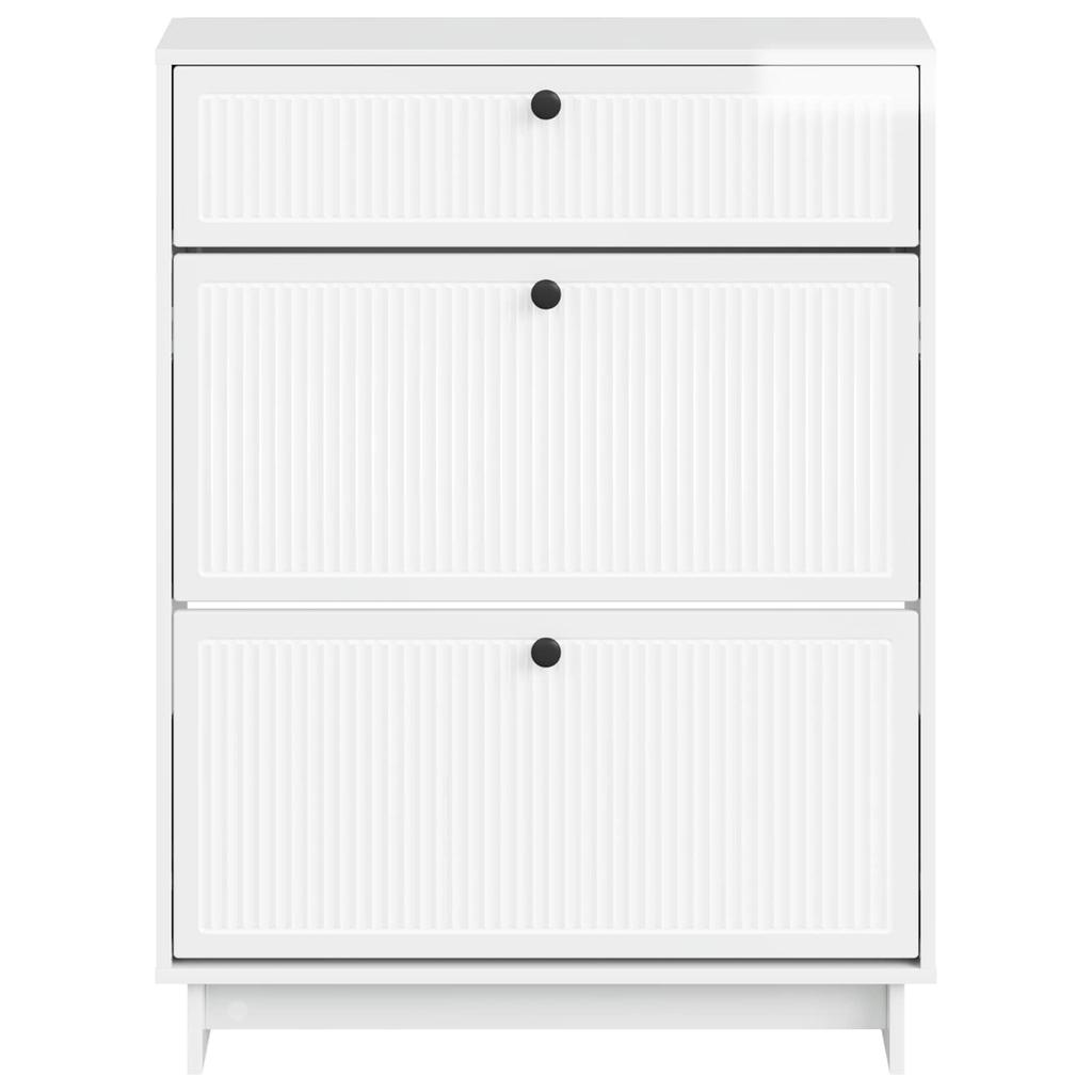 Shoe Cabinet EDE 78 X 24 X 103 Cm Engineered Wood High Gloss White