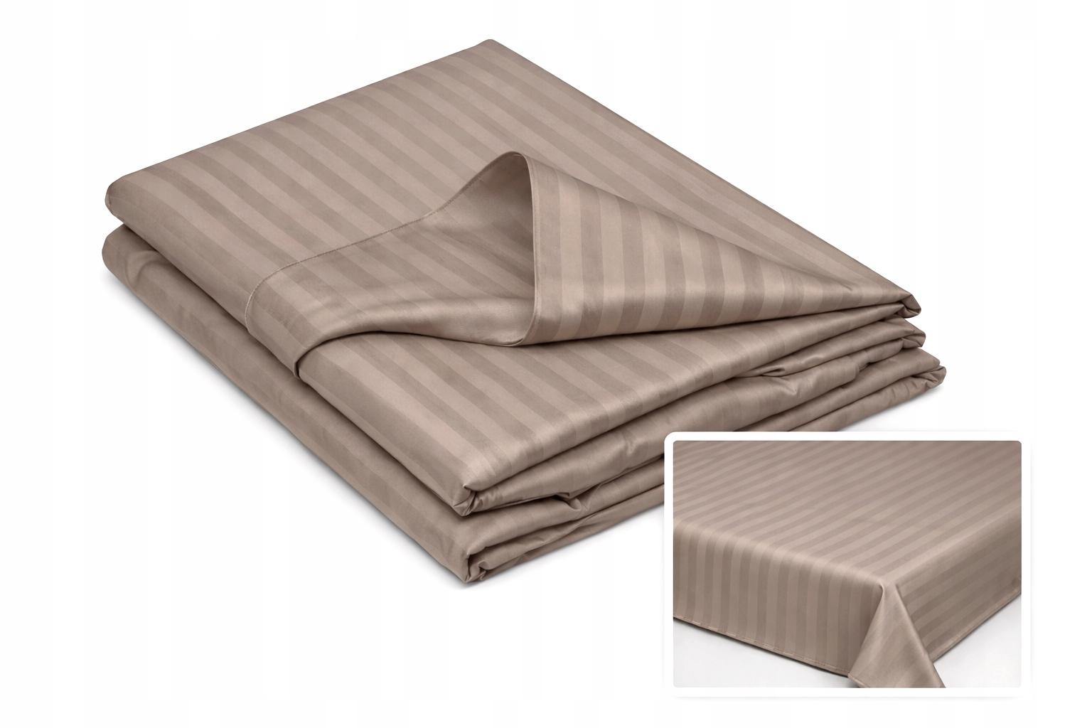 Hotelové damaškové prostěradlo 200x220 tradiční proužky - béžová, latte