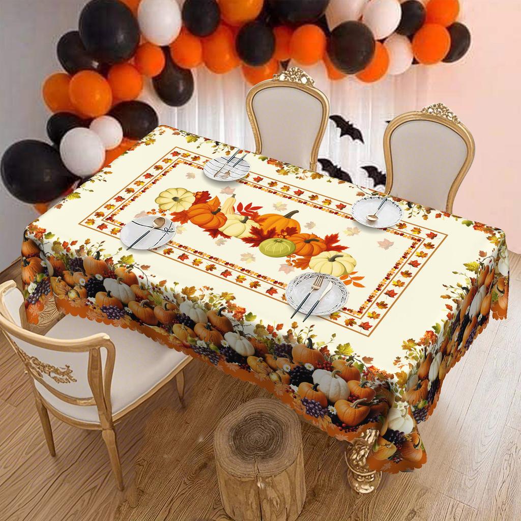 Fall Thanksgiving Pumpkin Harvest Themed Tablecloths, Round/Square Table Cloths, Decorative Table Cloths, Long Table Cloths