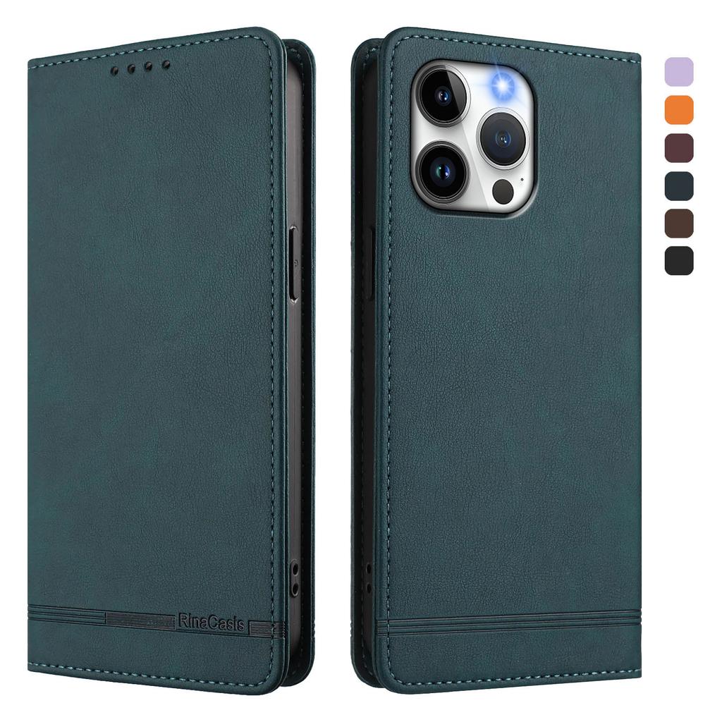 For iPhone 15 Pro Max Case RINACASIS RC23 RFID Blocking Wallet Stand PU Leather Phone Cover