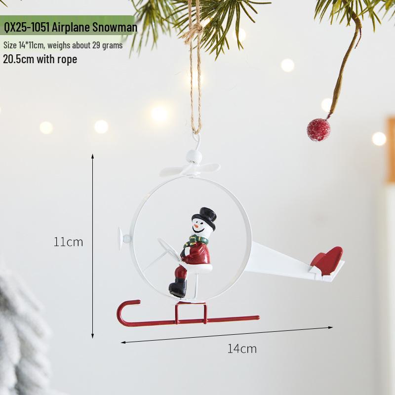 Christmas Festival Wrought Iron Tree Ornaments: Santa Claus & Reindeer Hanging Decor
