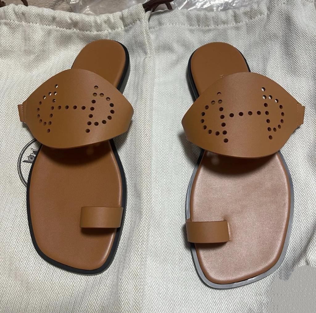 Cowhide version~ niche French set-toe cool slippers women's outer wear 2025 new summer vacation flat sandals