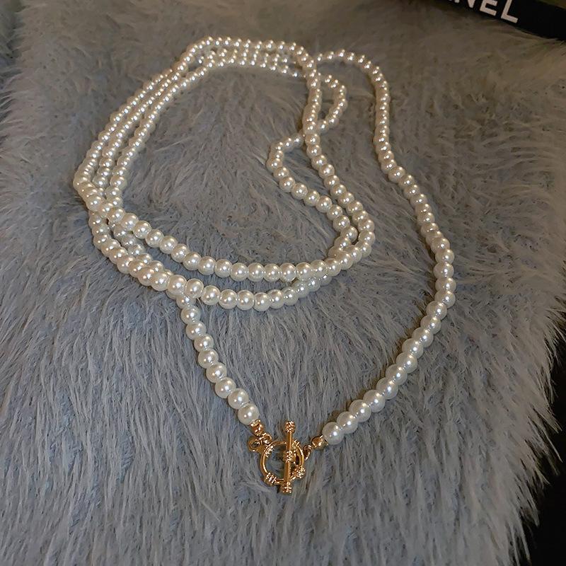 French pearl necklace simple commuter versatile collarbone chain design sense creative necklace women