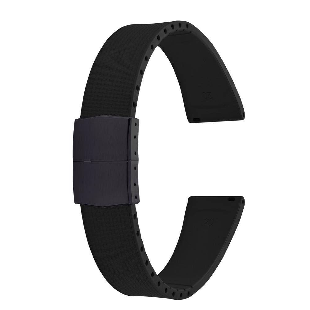 20mm Delugs CTS FKM Gummi Uhrenarmbänder mit 4 Farben Schmetterlingsschließe Einzigartige Textur Schnellverschluss Uhrenarmband für Markenuhr