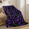 Purple and Outlined Paw Prints Scattered On a Black Background. for All Seasons Blanket Lunch Break Throw Gift