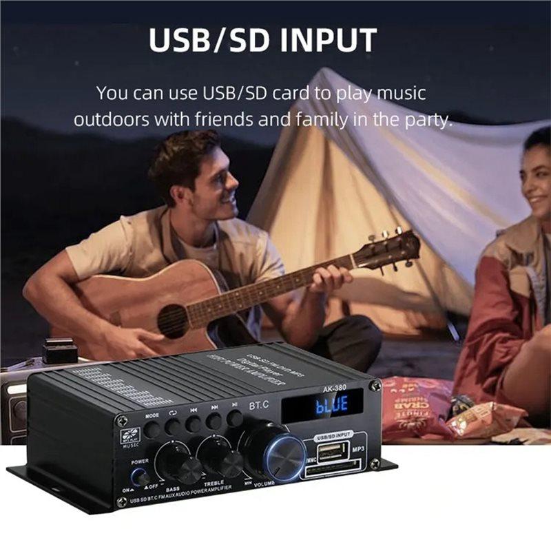 Bluetooth 2-channel Hifi Stereo Power Amplifier For Home Car Karaoke Party Audio System