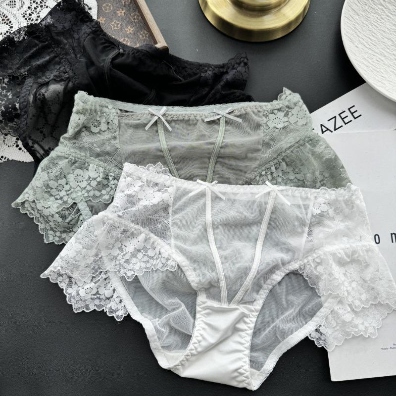 Ladies Spring Summer Cute Lace Edge Soft Cute Lace Mesh Sexy Panties