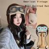 Windproof Knitted Beanie Crocheted Earflap Cap Casual Winter Pilot Hat With Goggles  Cycling