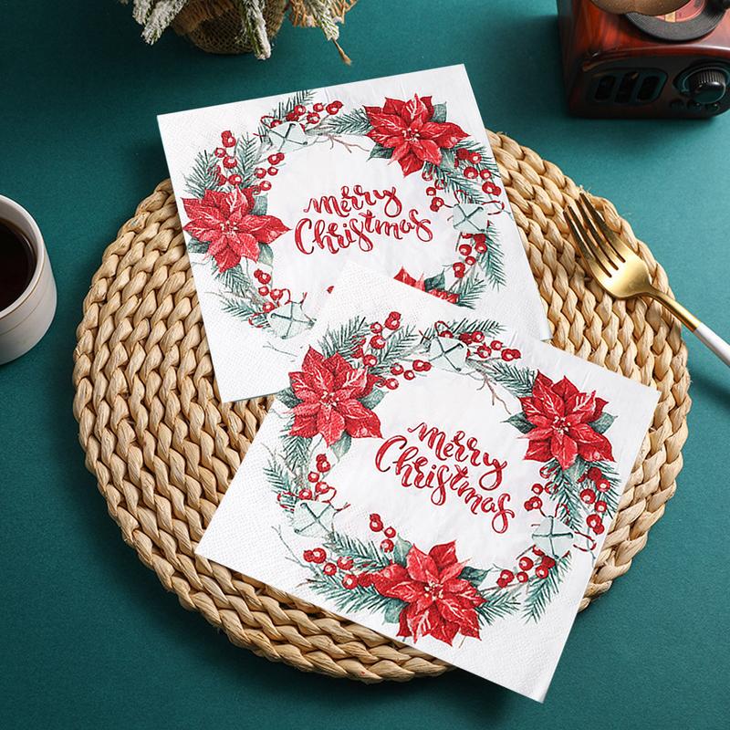 Christmas Printed Napkins Christmas Theme Printing Paper Towel Square Christmas Design Tissue Paper For Christmas Theme Parties