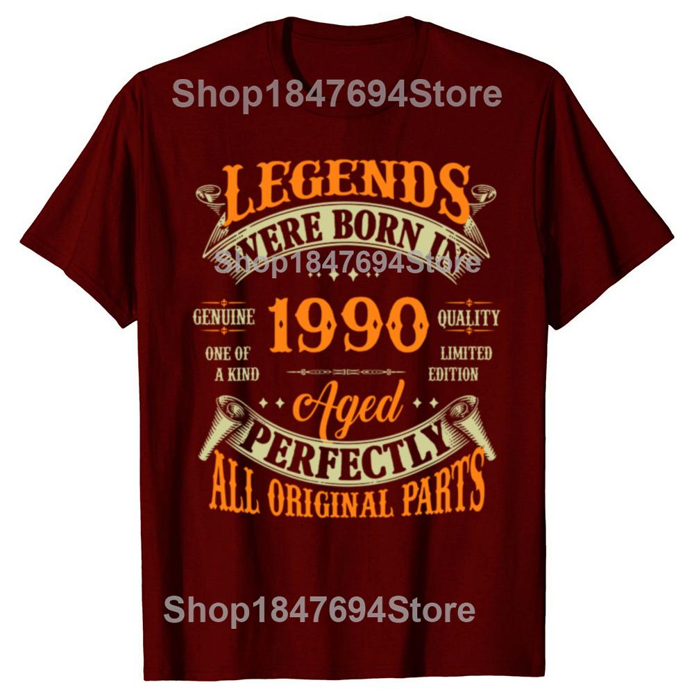 34th Birthday Tee Vintage Legends Born In 1990 34 Years Old T Shirts Graphic Cotton Streetwear Short Sleeve Gifts Summer T-shirt