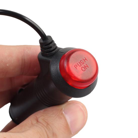 Car Motorcycle Cigarette Supply Adapter Lighter Power Cable Plug Switch Button