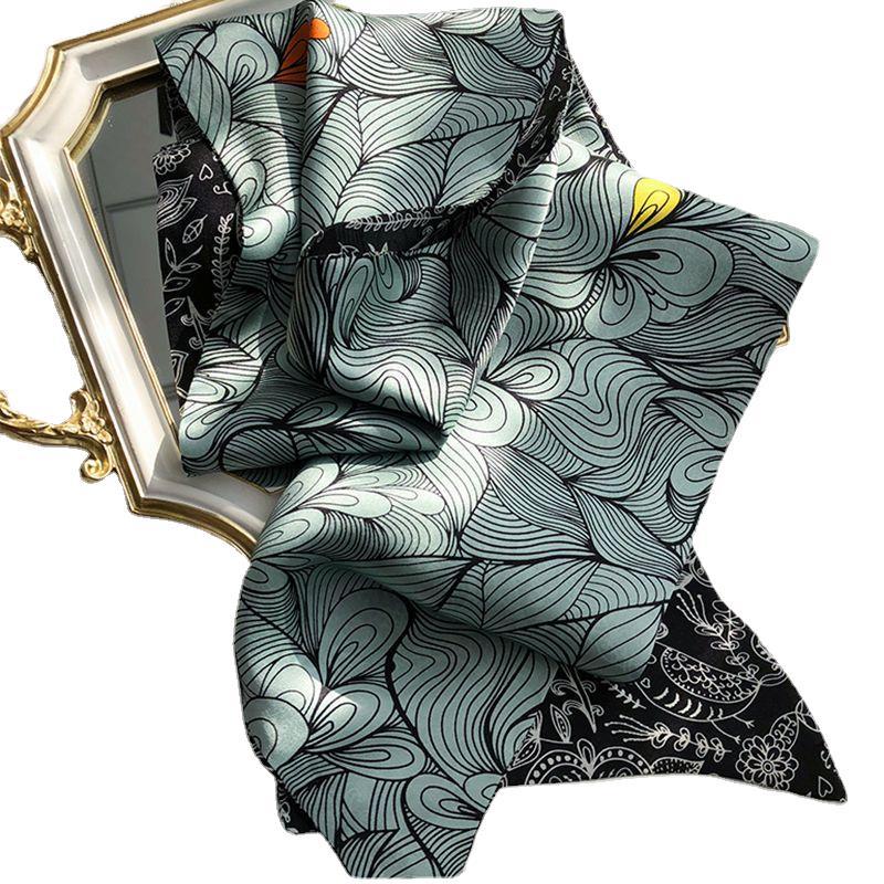 Silk Scarf Women'S Spring And Autumn Thin Temperament Mulberry Silk Thin And Narrow Long Scarf Hair Tie Bag Suit Shirt Scarf