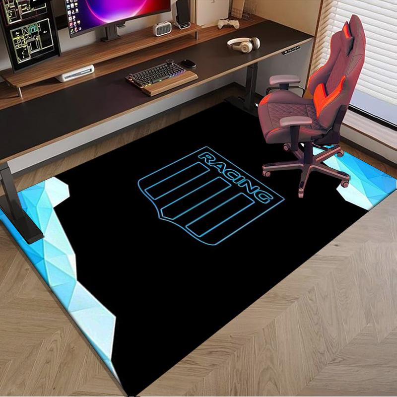 Rennteam-Emblem Teppich für Büro, Stuhlunterlage, Dekorativer Teppich Wohnzimmer Matte, Große Größe Fan Geschenke Weihnachtsgeschenke