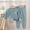 Kids' Cashmere Silk Set - Soft, Thickened Warm Underwear for Toddlers, Boys & Girls; Perfect Autumn Base Layer Top & Bottoms.