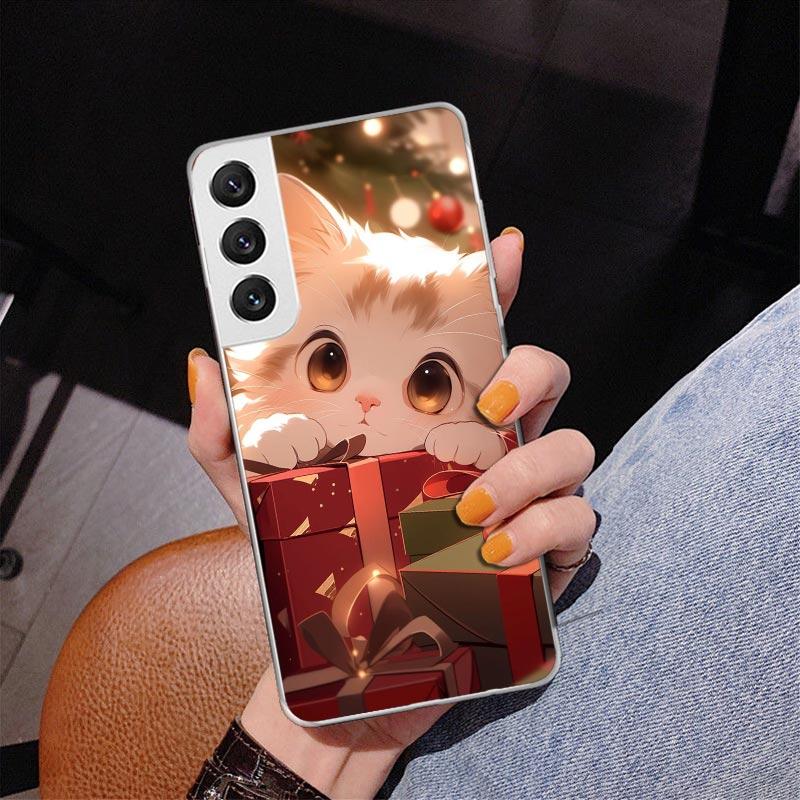 Cat Cute Kitten Cartoon Phone Case For Samsung Galaxy S24 S25 Edge S26 Ultra S23 S22 S21 Plus S20 FE + Personalized Print Cover