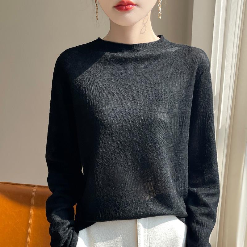 Women S Half High Neck Loose Knit Sweater For Autumn Winter Versatile Pullover Top